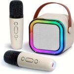 Mini Portable Karaoke System With 1 Or 2 Wireless Microphones - Colorful Led Disco Lights, Rechargeable Lithium Battery, Usb Charging, Ideal For Home Parties, Birthdays, And Valentine'S Day Gifts, Karaoke Equipment|Modern Karaoke Machine|Wireless Microphone - Image 8