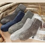 3/5 Pairs Men'S Thick Warm Knit Crew Socks - Solid Color Winter Socks With Ribbed Cuffs, Polyester Blend, Hand Wash Only, Ideal For Cold Weather Comfort, Winter Socks, Handwash Only Socks, Ribbed Cuff Socks, Durable Knit Socks - Image 4