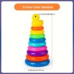 Rainbow Circle Educational Toy - Colorful Stacking Tower With 8 Plastic Rings - Ideal For Sensory Play, Enhances Motor Skills - Perfect Gift For Halloween, Christmas, Thanksgiving, Birthdays - Image 2