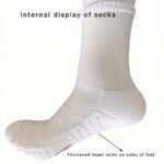 5 Pairs Men'S Mid-Calf Basketball Socks - Breathable Thick Towel Bottom, All-Season Moisture-Wicking Athletic Socks For Sports & Fitness, Usa Sizes 6-9, White, Sports Socks, Sports Footwear, Sleek Sock Design, Durable Sock Material, Workout Essentials, Sporty Look, Moisturewicking Fabric, Active Lifestyle - Image 10