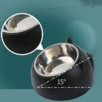 1Pc Elevated Stainless Steel Cat Bowl, 2-In-1 Inclined Food & Water Dish With Cute Ear Stand, Neck Protection Design For Cats - Available In White, Black, And Gray - Image 6