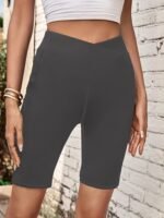 Women'S High-Waisted Yoga Shorts - Quick-Dry, Compression Running Shorts With Elastic Waistband & Drawstring, Breathable Stretch Fabric, White, Workout Shorts - Image 8