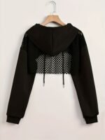 Solid Color Basic American-Style Mesh Hooded Sweatshirt For Women, Trendy And Stylish Top For Sweet And Spicy, New For Spring, Summer, And Autumn 2024, Casual Streetwear Jacket. - Image 5