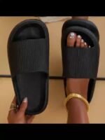 Women'S Thick-Sole Non-Slip Eva Slippers - Slip-On Comfort With Textured Grip, Lightweight Indoor/Outdoor Beach Sandals For Home, Pool & Travel - Black, Indoor Footwear | Versatile Footwear | Durable Footwear - Image 14