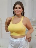 Plus Size Women'S S Bra With Removable Pads - Breathable Anti-Sagging Wire-Free Design For Yoga - 10 Colors Available, Accessory, Racerback Style, Adjustable Straps, Medium Elasticity, Top, Seamless Style, Durable Construction, Lifestyle - Image 11