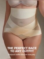 1Pc High-Waist Tummy Control Shaping Panties With Cross-Compression Design - Seamless, No-Show Underwear For Women, Nylon & Elastane Blend, Machine Washable, Elegant Solid Color, Slimming Fit For Belly & Hips, Waist Slimming Panties|Crosscompression Panties|Before After Comparison, Tummy Control Underwear - Image 11