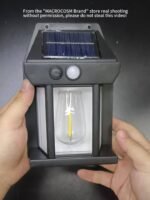 1Pc Macrocosm Solar Wall Lamp With Motion Sensor & Auto On/Off, 3 Modes, Waterproof Outdoor Garden Light, Matte Black Finish, Semi-Flush Mount For Patio, Villa, Courtyard - Durable Plastic, Solar-Powered, Solar Outdoor Lights, Patio Illumination, Sleek Design, Durable Plastic Lamp, Solar Light Outdoor Large, Solar Light For Outside, Solar Outdoor Light, Solar Motion Sensor, Solar Exterior Lamp, Wall Lamp Led, Entrance Solar Light, Solar Light For Exterior, Motion Sensor Solar Light - Image 9