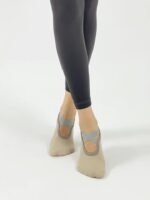 1 Pair Women'S Non-Slip Yoga Socks With Cross Strap & Extra Grips - Breathable Polyester Sports Socks For Yoga, Ballet, Barre, Pilates | Available In Multiple Colors (Green, Pink, Purple, Black, Gray, Blue) - Image 14