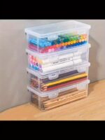 4Pcs Large Transparent Pp Storage Boxes With Lids, Suitable For Pens, Pencils, Markers, Crafts - Office And School Supplies Organizer, School Supplies Storage, Transparent Design, Secure Lid Feature - Image 9
