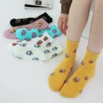 6 Pairs Women'S Fashion Creative Food Print Short Socks - Playful Burger, Donut & Coffee Cup Designs, Vibrant Colors, Soft Breathable Fabric, Machine Washable For Casual Casual Attire, Food Socks, Quirky Outfits, Fun Patterns, Comfortable Fit, Sock Collectors - Image 10
