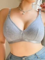 Elegant Light Gray Push-Up Bra With Bow Detail - Comfortable & Supportive Lingerie For Women, High-Elastic Nylon Blend, Hand Wash Only, Perfect For Casual Attire, Comfortable Bra | Elegant Pushup Bra | Nylon Blend Fabric - Image 11