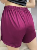Women'S Casual Sleep Shorts, Plus Size Solid Elastic Waist Side Split Lounge Shorts - Image 10
