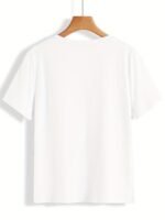 Women'S Plus Size Casual V-Neck T-Shirt, Polyester 95.0% Spandex 5.0%, Solid Color Knit Fabric, Retro Vacation Style Short Sleeve Tee For Spring/Summer, Ladies T Shirts - Image 10