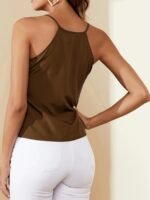 Women'S Elegant V-Neck Sleeveless Tank Top - Solid Green, Breathable Summer Blouse, Machine Washable, Versatile Casual & Formal Wear, Elegance Special Collection, Formal Wear For Women, Minimalist Design, Sophisticated Weave - Image 6