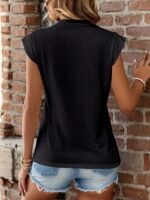 Heart Print Crew Neck T-Shirt, Casual Cap Sleeve Top For Spring & Summer, Women'S Clothing - Image 2