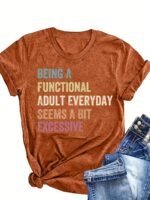 Plus Size Functional Letterprint T-Shirt, Casual Crew Neck Short Sleeve T-Shirt For Spring & Summer, Women'S Plus Size Clothing - Image 9