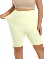 1Pc Plus Size Women'S High-Waisted Shaper Shorts, Tummy Control And Butt Lifter, Thigh Slimmer, Knit Polyamide Fabric, Solid Color, High Support Body Shaper - Image 7