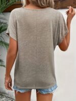 Plus Size V Neck Solid Simple T-Shirt, Casual Short Sleeve Top For Spring & Summer, Women'S Plus Size Clothing - Image 10