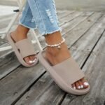 1 Pair Women'S Thick Sole Non-Slip Slide Sandals, Casual Slippers For Beach And Indoor/Outdoor Use, Comfortable All-Season Eva Shoes, Hand Washable Solid Color, Indoor Slippers - Image 8