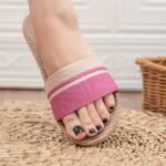 Women'S Comfy Linen Slides, Striped Open-Toe Flat Summer Shoes, Indoor & Outdoor Slippers With Eva Sole - Sizes 6 To 10.5, Indoor Summer Footwear|Open Toe Shoes|Linen Sandals, Ladies Slippers - Image 2