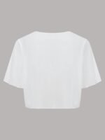 Elegant White Chiffon Shawl Cardigan For Women | Open Front, Short Sleeve | Semi-Sheer Polyester Top | Lightweight & Breathable | Perfect For Spring/Summer Layering | Versatile Fashion Accessory, Summer Layering Piece | Modern Minimalist | Sleek Fabric, Lightweight Cardigan - Image 2