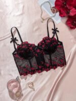 Netting Studded Backless Bra With Adjustable Back Buckle Shorts - Image 4