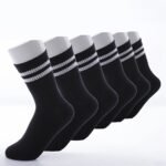 1/6 Pairs Striped Athletic Socks, Simple & Comfy Unisex All-Match Mid Tube Socks, Women'S Stockings & Hosiery - Image 2