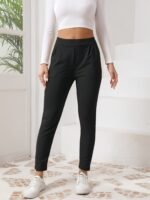 Women'S High-Waist Stretch Yoga Pants With Pockets - Black, Breathable & Lightweight For Fitness & Casual Wear - Image 7