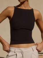 Women'S White Off-Shoulder Knit Tank Top - Casual, Short Sleeve, Strapless, Spring/Summer/Fall Fashion, Sleeveless Top|Casual Style|Knit Construction - Image 2