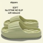 Women'S Eva Slides - Thick Cushioned Non-Slip Flat Sandals With Ribbed Texture, Soft Rebound Comfort For Indoor/Outdoor Use, Beach & Home Relaxation, Beige, Ladies Slippers - Image 7
