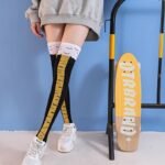 1 Pair Chicken Claw Print Knee-High Socks, 95% Polyester 5% Spandex, Animal Pattern Knit Fabric, Machine Washable, Couple'S Knee-Length Stockings - Image 6