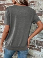 Women'S Elegant Summer Casual Short Sleeve T-Shirt - Solid Color Round Neck Blouse With Ruching Detail, Machine Washable Regular Fit Top For Casual Attire, Short Sleeve Blouse, Soft Fabric Tee - Image 5