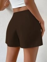 Women'S Casual White Shorts With Front Button Closure - Elastic Waistband, Structured Non-Stretch Fabric, All-Season Versatile Wear For Everyday & Formal Outfits - Image 9