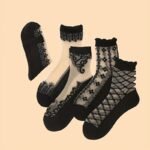 5/6 Pairs Vintage Embroidery Socks, Comfy & Breathable Short Mesh Socks, Women'S Stockings & Hosiery - Image 10