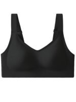 Seamless Cozy Women'S Wireless Bra - Full Coverage, High Support, Removable Pads, Nylon And Spandex Blend, Opaque - Available In Black, Beige, And Burgundy
