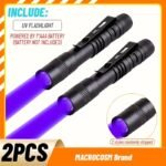 1/2Pcs 395Nm Uv Black Light Flashlight,Ultraviolet Invisible Ink Torch,Ore Moneyscorpion Detection Lamp,Small Portable Pocket Pen Lights, Pet Urine,Hotel Inspection,Dry Stain(Notinclude Battery) - Image 5