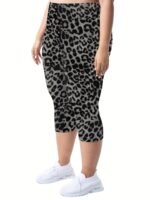 Plus Size High-Waisted 7/8 Leggings - 4-Way Stretch Tummy Control Yoga Pants With Pockets, Solid Color Summer Workout & Casual Wear, Machine Washable, Workout Leggings, Stylish Comfort Wear, Snug Fit Attire - Image 4