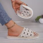 Women'S Summer Slip-On Bowknot Slippers, Breathable Fabric House Shoes, Comfortable All-Season Indoor Slides With Eva Sole, Hand Washable - Image 5