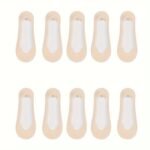 4/5/9/10 Pairs Women'S No-Show Toe Socks - Breathable Mesh, Non-Slip Sole, Lightweight Summer Socks With Heel Catch For High Heels, White & Black, Machine Washable, High Heel Socks, Comfortable Footwear, Minimalist Design, Durable Fabric - Image 3