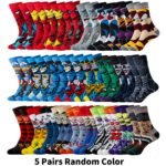 5/10/20 Pairs Men'S Cartoon Crew Socks, 97.8% Polyester 2.2% Spandex, Breathable Knit Fabric, Casual Street Style, All Seasons Outdoor Wear, Hand Washable - Image 9