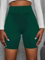 Women'S High-Waist Stretchy Shorts - Soft, Casual Solid Color Leggings For Spring & Summer, Machine Washable, Polyester/Spandex Blend, Smooth Fabric, Mid-Thigh Length - Image 7