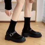 1/2/3 Pairs Of Socks For Women, Japanese And Korean Style, Spring And Summer Solid Color Retro Hollow Breathable Mesh Socks For Women, Autumn Mid-Tube Pile Socks For Women, Lace Japanese Loose Socks Ins - Image 6