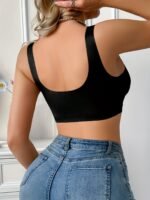 Simple Solid Contrast Mesh Full Coverage Bra, Comfy & Breathable Bra, Women'S Lingerie & Underwear - Image 6