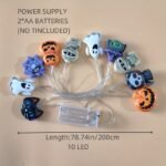 1Pc Led Fairy With -Like Button Control - Multi-Color Changing (Warm White, Green, Purple, Orange, Black, Yellow, , , Red, Brown, Gray, Cyan) - Indoor/ Halloween & Christmas Party Decorations - Led String With Hanging Hooks - Compatible With Pumpkins, Ghosts, Witches, Spiders, Mummies, Angels - Battery Not Included - Safe & Easy Use - Image 2