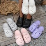 Eva Solid Color Clogs, Lightweight Flat Soft Sole Home Garden Clogs, Breathable Hollow Beach Clogs - Image 15