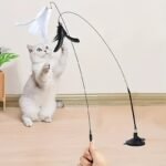 Interactive Cat Teaser Toy With Strong Suction Cup Base, Flexible Wire Rod, Self-Amusement Pet Stick For All Cats
