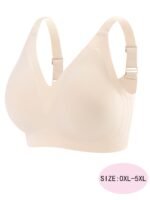 Plus Size Elegant Bra, Women'S Plus Seamless Solid Full Cover Comfort Simple Bra With Removable Pads - Image 2
