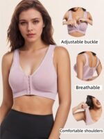 Plus Size Solid Color Sports Bra, Wire-Free And Seamless Adjustable Bra, One-Piece Thin Sports Yoga Bra, Plus Size - Image 10
