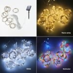 Solar Curtain String Lights 8 Lighting Modes For Outdoor Decor, Wedding Parties, And Gardens - Available In Multicolor, Warm White, And White Light - Image 10