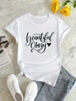 Letter Print T-Shirt, Short Sleeve Crew Neck Casual Top For Summer & Spring, Women'S Clothing - Image 10